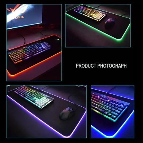 large rgb colorful led lighting gaming mouse pad mat 800*300mm for pc laptop uk image 9