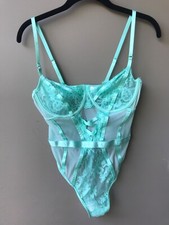 Women s Mint Colored Wire Cup Thong Bodysuit Size L