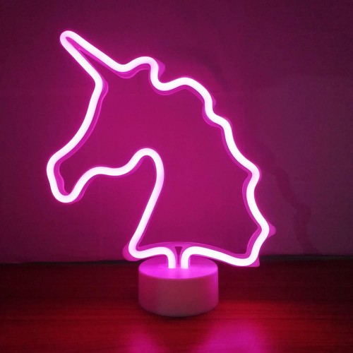 Party LED Neon Einhorn Lampe Neonlight Batterie Neonlicht Wandbild Lichtfigur