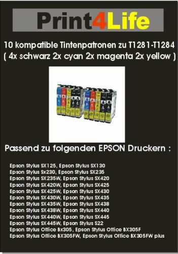 10 Kompatible Druckerpatronen ersetzen Epson T1285  T1281 T1282 T1283 T1284 - Afbeelding 1 van 1