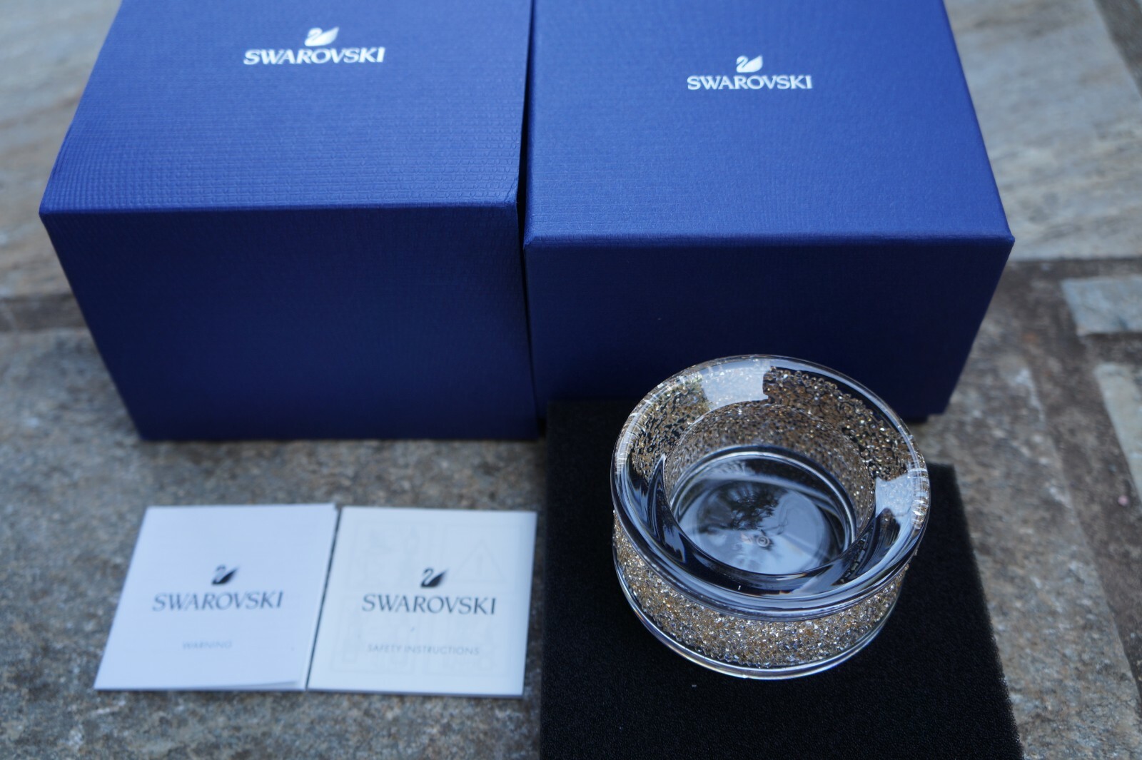 SWAROVSKI 5428724 SHIMMER TEA LIGHT HOLDERS, GOLD TONE NIB Authentic eBay