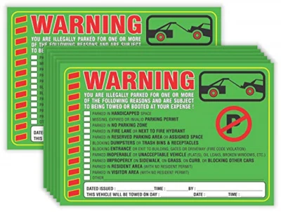 PARTH IMPEX Parking Violation Stickers Notice Pack of 50 Tow Warning You are Illegally Multi