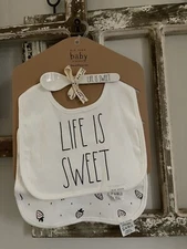 Baby Bibs and Feeding Spoon  “Life Is Sweet” Snap Closure