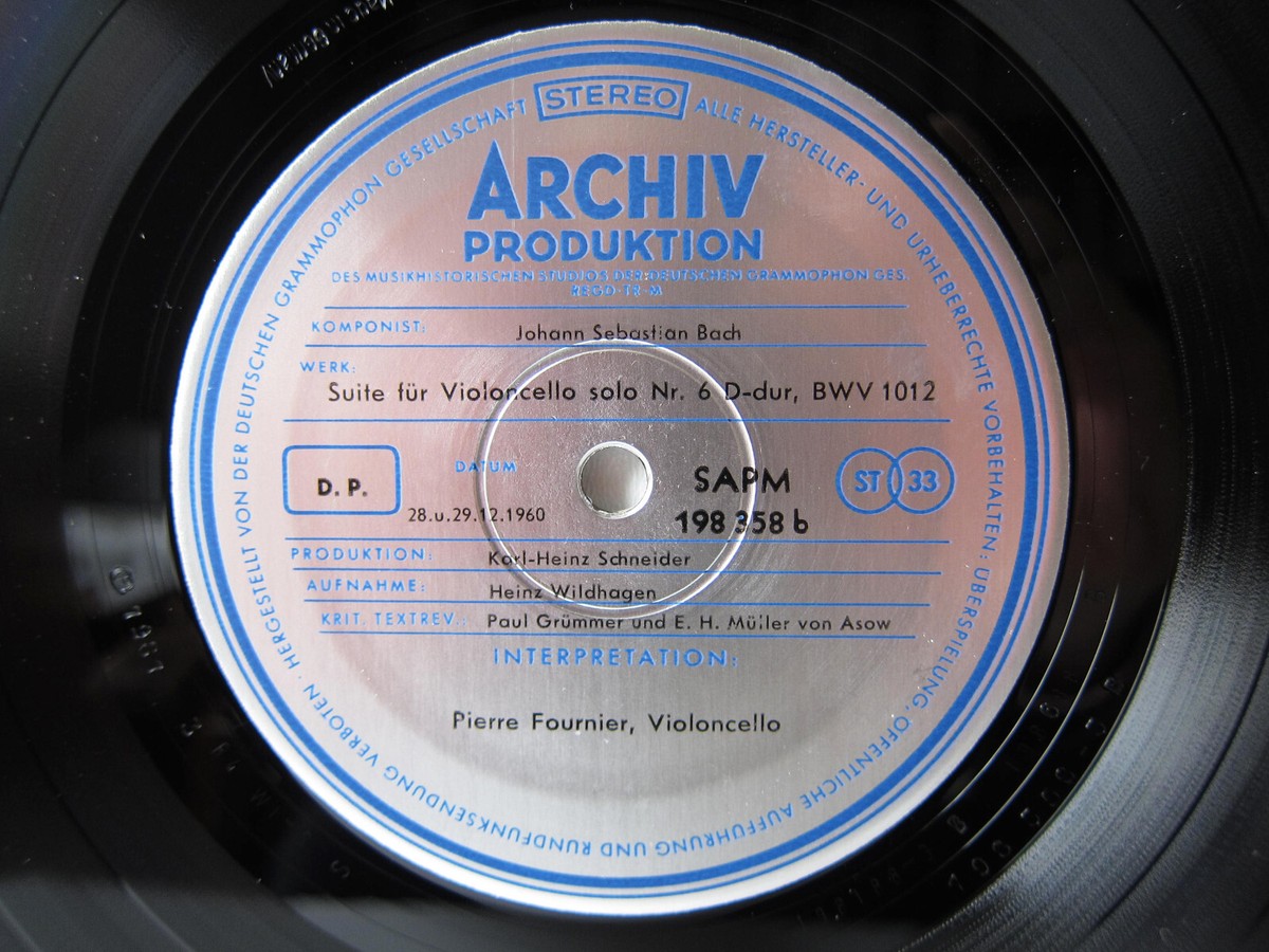 ARCHIV 198356/58 ED.1: BACH 6 Cello Suites PIERRE FOURNIER 3 LP