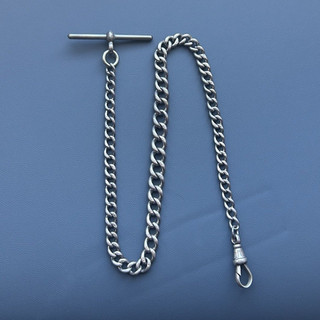 Catena barra a T e clip per orologio da tasca in argento massiccio