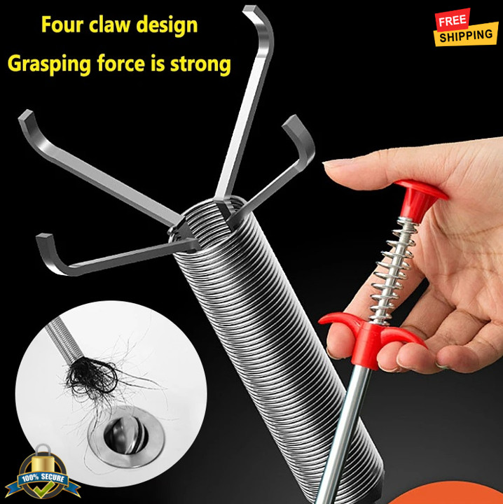 60Cm Spring Drain Snake Pipe Dredging Tool Claw Grabber Clog Remover