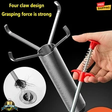 60cm Spring Drain Snake Pipe Dredging Tool Claw Grabber Clog Remover
