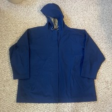 Lands End Womens Packable Windbreaker Jacket Plus Size 3X 24W-26W Blue Hooded