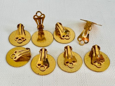 4 Paar Vintage 50er Jahre Ohrring Clips Clip auf flacher Rückseite Schmuckzubehör Messing