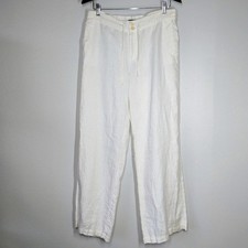 Lauren Ralph Lauren Linen Wide Leg Pants Womens 10 White Resort Travel Coastal