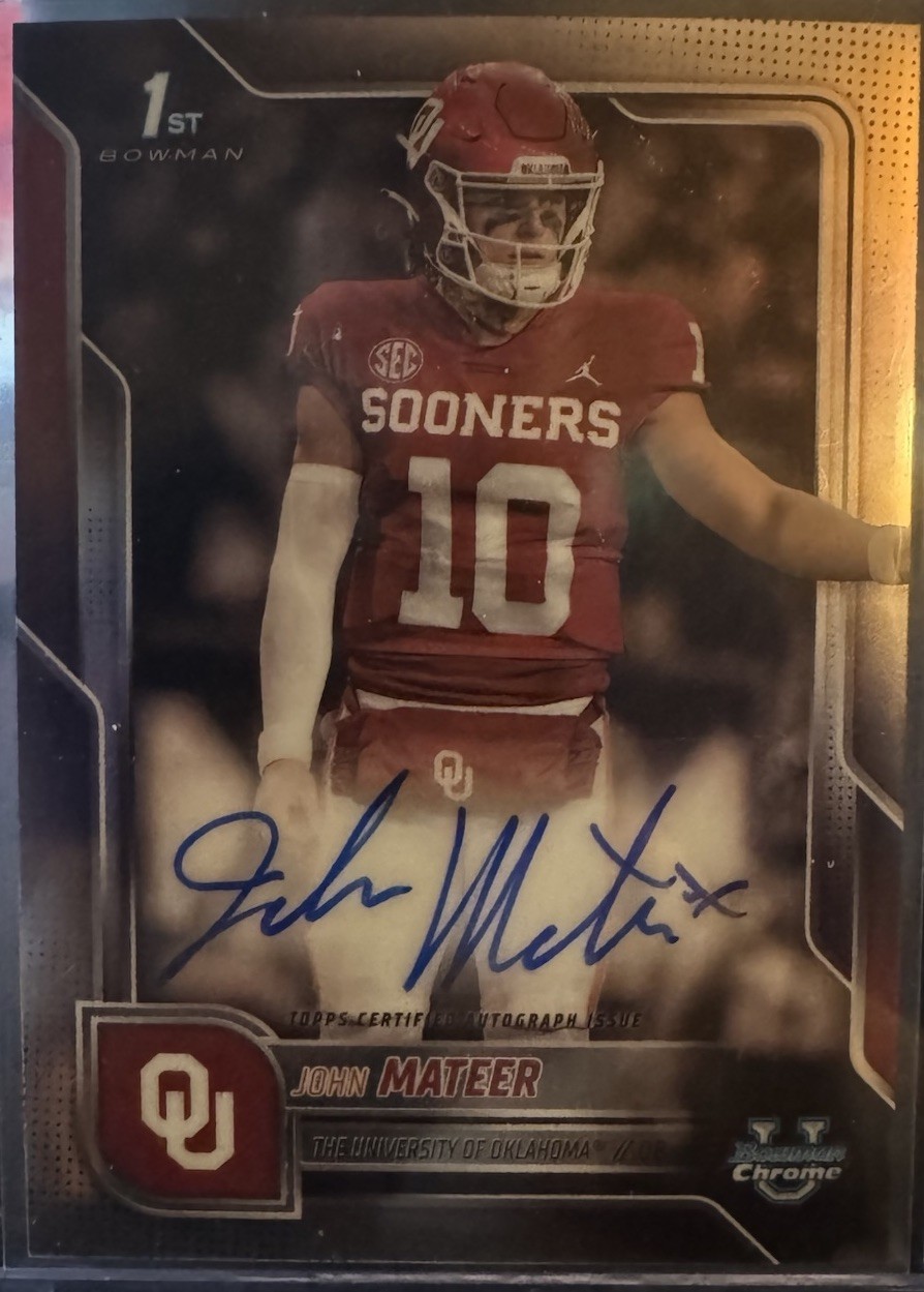 2025 Bowman Chrome U Autograph John Mateer #BCA-JM Bowman 1st Auto Oklahoma