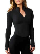 Women's Slim Fit Yoga Workout Jacket, Lightweight Zip-Up Athletic Top