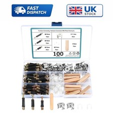 Zinc Alloy 100-Piece Cam Lock and Dowel Fasteners for Furniture Assembly