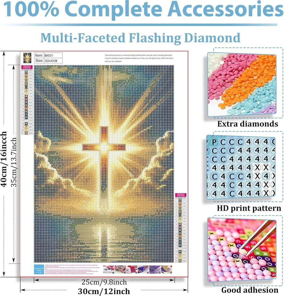 Kits de pintura de diamantes 5D para adultos principiantes, kit de arte de diamantes cruzados, bricolaje completo Foto 2 de 4