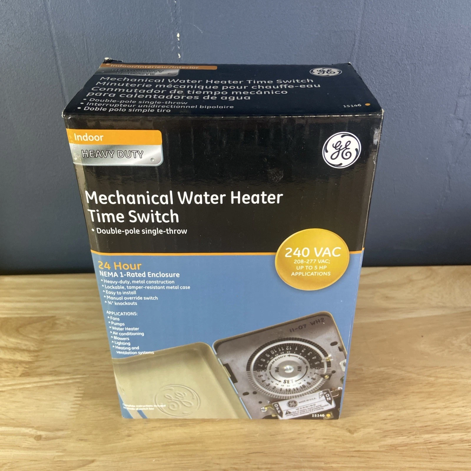 GE 24Hr Indoor Outdoor Mechanical Time Switch 240 Vac 5Hp Box Timer 15146