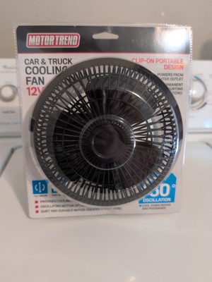 Motor Trend Car Cooling Fan 12 V Oscillating Portable Clip-On  For Car And Truck