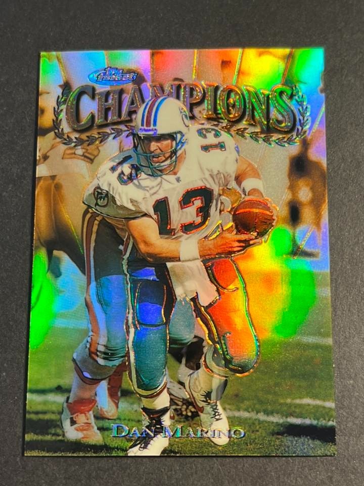 1997 Topps Finest peel removed GOLD RARE REFRACTOR Dan Marino CHAMPIONS #350