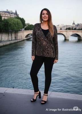 NOTATIONS, 1X, Sparkling LS Pullover Top, Black & Gold Velvet, Self-Lined