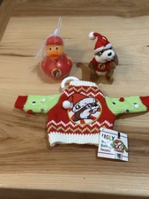 Buc-ee's Ugly Wine Bottle Sweater Christmas Ornament Plush Rubber Duck Lot 3 NWT