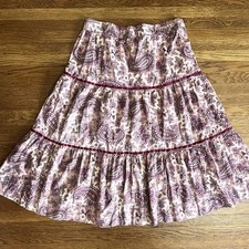 Tiered Midi Skirt S Cottagecore Prairie Coquette Pink Paisley Floral Modest