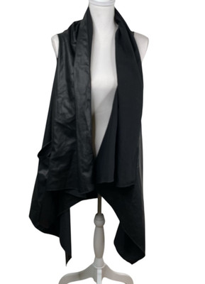 Heydari Vest Kimono Women's Crinkle Asymmetrical Laganlook Wearable Art Black OS