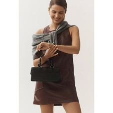 NWT Anthropologie Maeve Sleeveless FauxLeather Shift Mini Dress $178 LARGE Brown