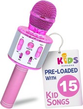 Move2Play, Kids Karaoke Microphone  Includes Pre-Loaded Songs  White/Pink