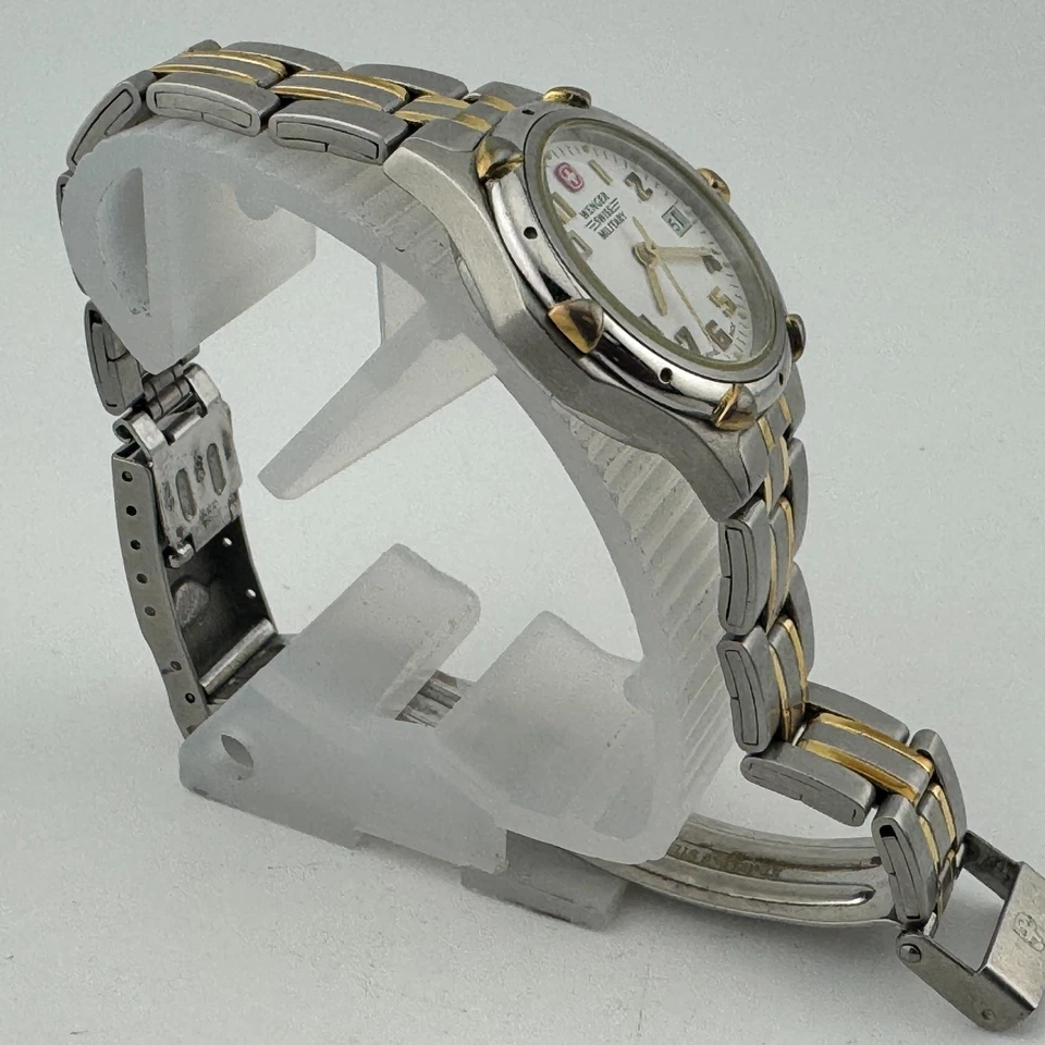 Швейцарские женские кварцевые часы Wenger 100 м двухцветная сталь аналоговые ~на запчасти ремонт - Изображение 3 из 4