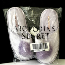 Victoria's Secret Velvet Pom-pom Slippers Lavender Purple SZ L 9/10 NIP NOS