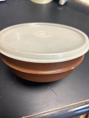 Tupperware Food Storage Container 5.25  238-32 White Lid 1356-12 Brown Bowl