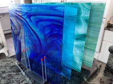 VINTAGE STAINED/ART GLASS 4 SHEETS- 12" X 12" ASSORTED COLORS - 7 lbs.