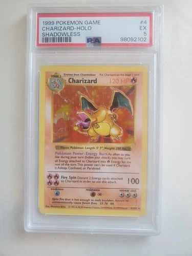 Pokémon Charizard Base Set Shadowless Holo Rare #4/102 PSA 5 1999 English