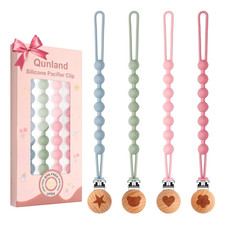 Silicone Pacifier Clip Holder for Baby Girls Boys, Christmas Baby Gifts 4-Pack O