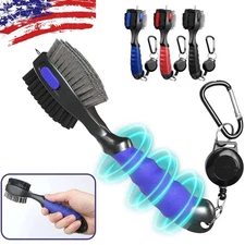 2 Sided Golf Club Brush Cleaner Retractable Groove Cleaning Tool Kits with Spike