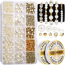 LEOBRO Pearl Beads for Bracelets, 720PCS Bracelet Making Small, Creamy White