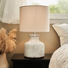 Inlight Table Lamp Capan Crackled Round Natural Distressed Effect Drum Shade