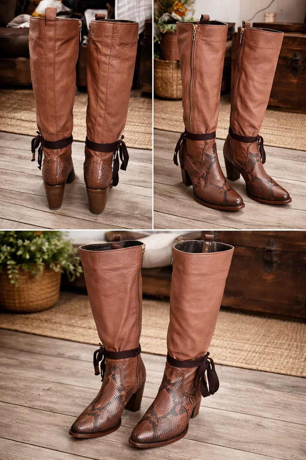 Cuadra 3F42PH Women’s Genuine Python & Leather Kn… - image 1