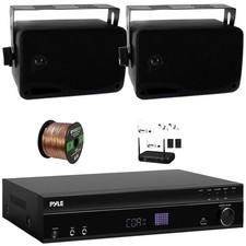 Pyle Bluetooth Home Audio Receiver, 2x 3.5'' 200W 3-Way Speakers Wireless Mic