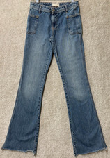 Free People We The Free Izzy Flared Jeans Women's 25 Blue Mid Rise Frayed Hem