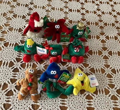 Lot of 9 Vintage Eckerd Merry Beans Christmas Bean Bags Plush   All with Tags