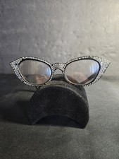 VINTAGE 1950s Black Women's Cats Eye Rhinestone French Designer Glasses