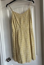 Old Navy Women's Yellow Striped Sundress Pleats Pockets XL Adjustable Straps