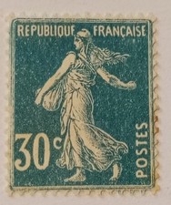 Timbre Français neuf sans charniere 1925 Semeuse fond plein 30C bleu n°YT 192