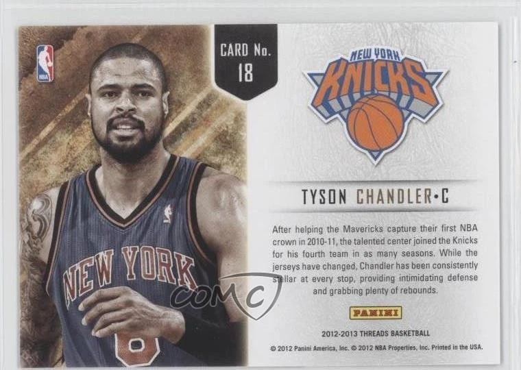 2012-13 Panini Threads Inside Presence Tyson Chandler #18 - Image 2 of 2