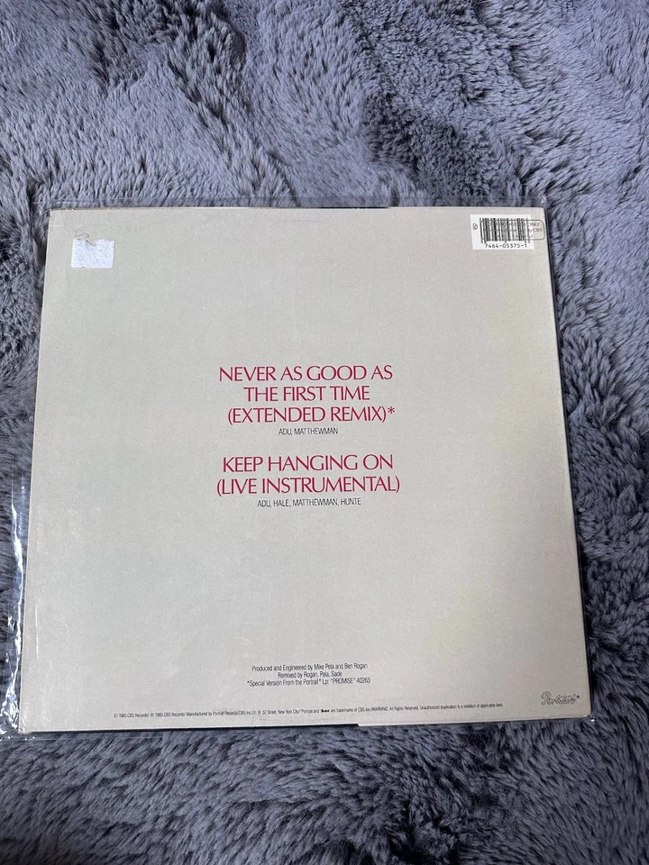 SADE "Never As Good As The First Time" 12" Single 1986 Portrait 4R9-05375 Mint - Image 2 of 3