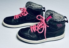Nike Air Jordan 1 Retro High Sneakers Girls 12c Black Pink Very Good