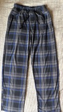 Perry Ellis Portfolio Men's Plaid Fleece Pajama Pants M Gray Blue
