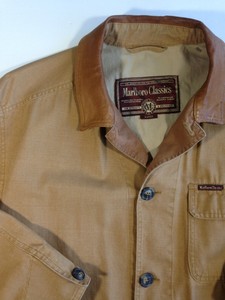 Marlboro Classics Light Canvas Jacket Khaki Fall Barn Coat Leather