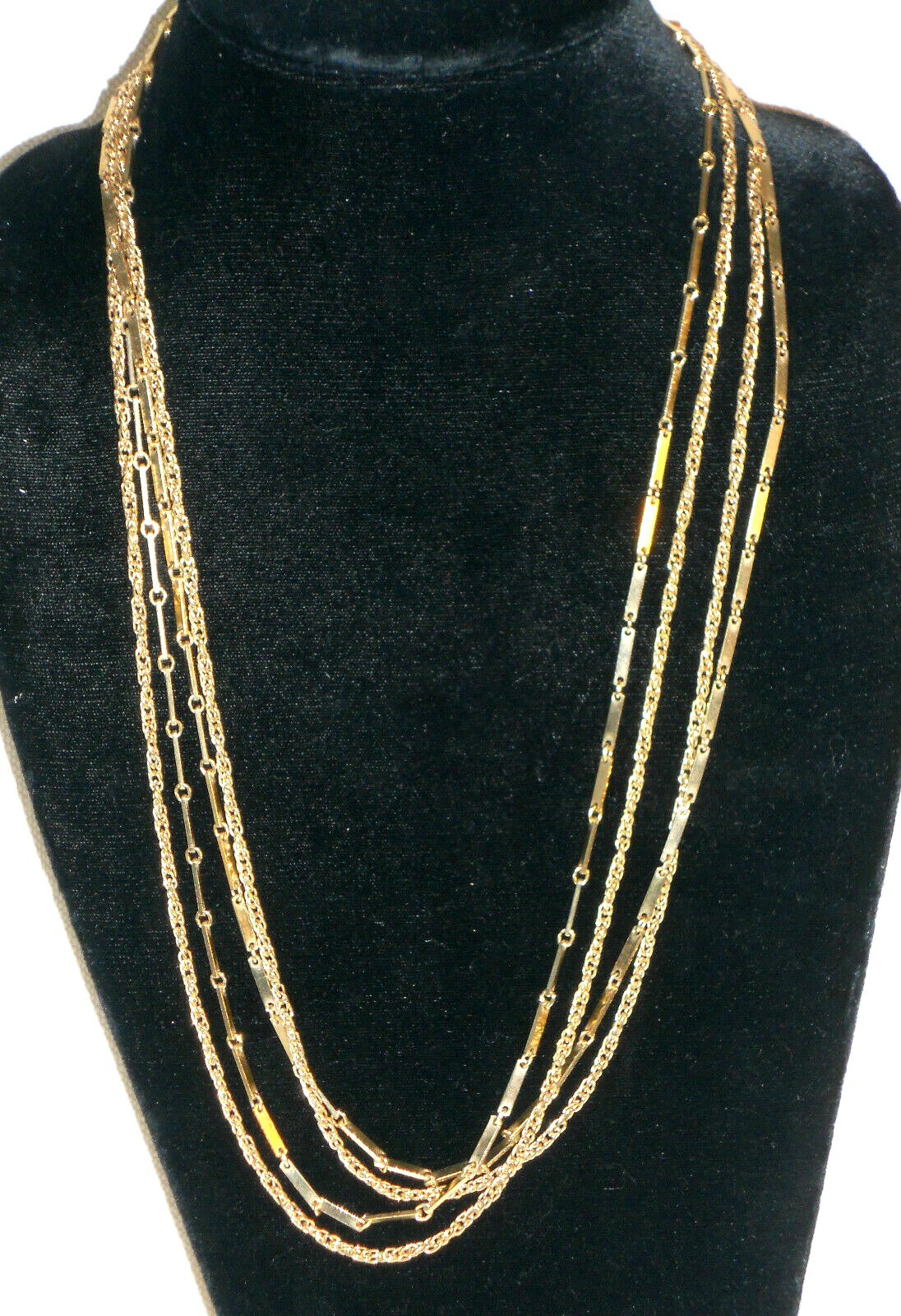 Vintage Celebrity NY 54" double strand goldtone necklace different