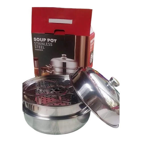 Stainless Steel 2-Layer Steamer Hot Pot 28cm – Soup & Steam Cookware FREEEXPSHIP - Picture 11 of 12
